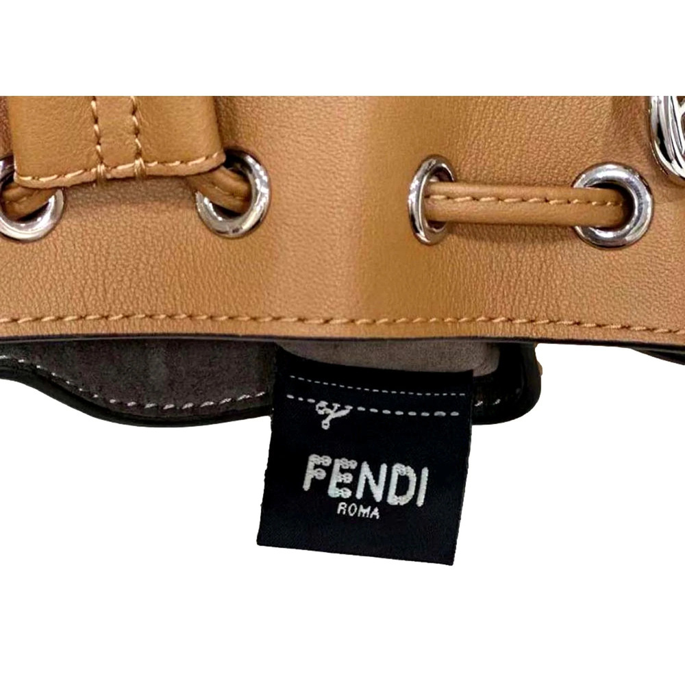 FENDI Calfskin F is 3D Flower Mini Mon Tresor Bucket Bag Brown - Picture 6 of 6